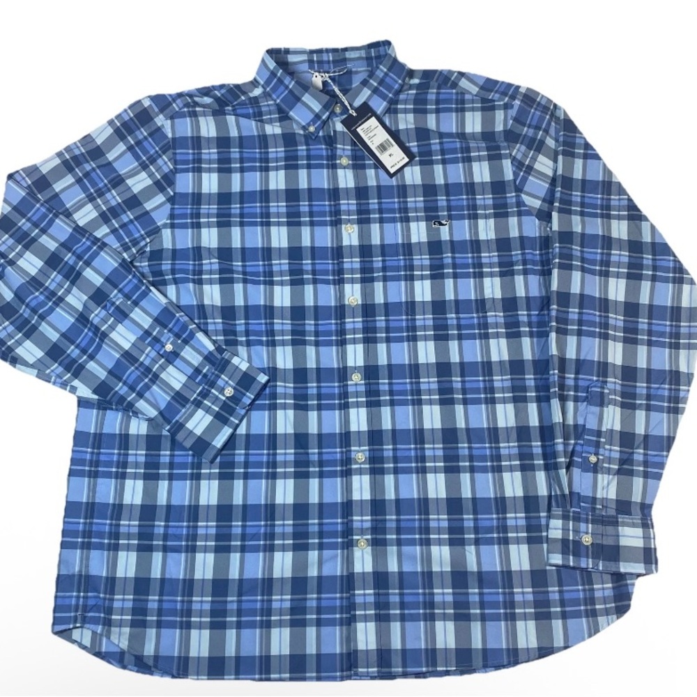 Vineyard Vines Shirt Men's XL On the Go Brrr Performance Blue Classic Fit NWT